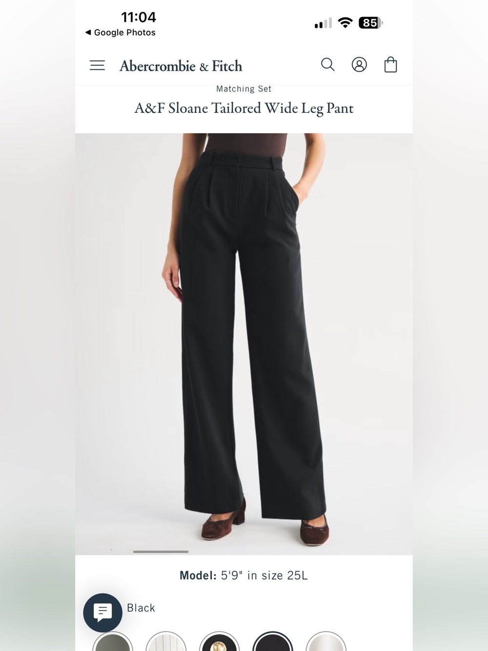 Abercrombie & Fitch Black Sloane Wide Leg Tailored Pants